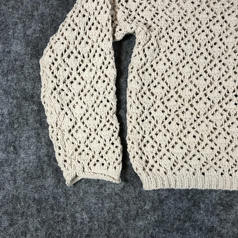 Artelier Nicole Miller Sweater‎ Womens Large Cream Open Knit Crochet